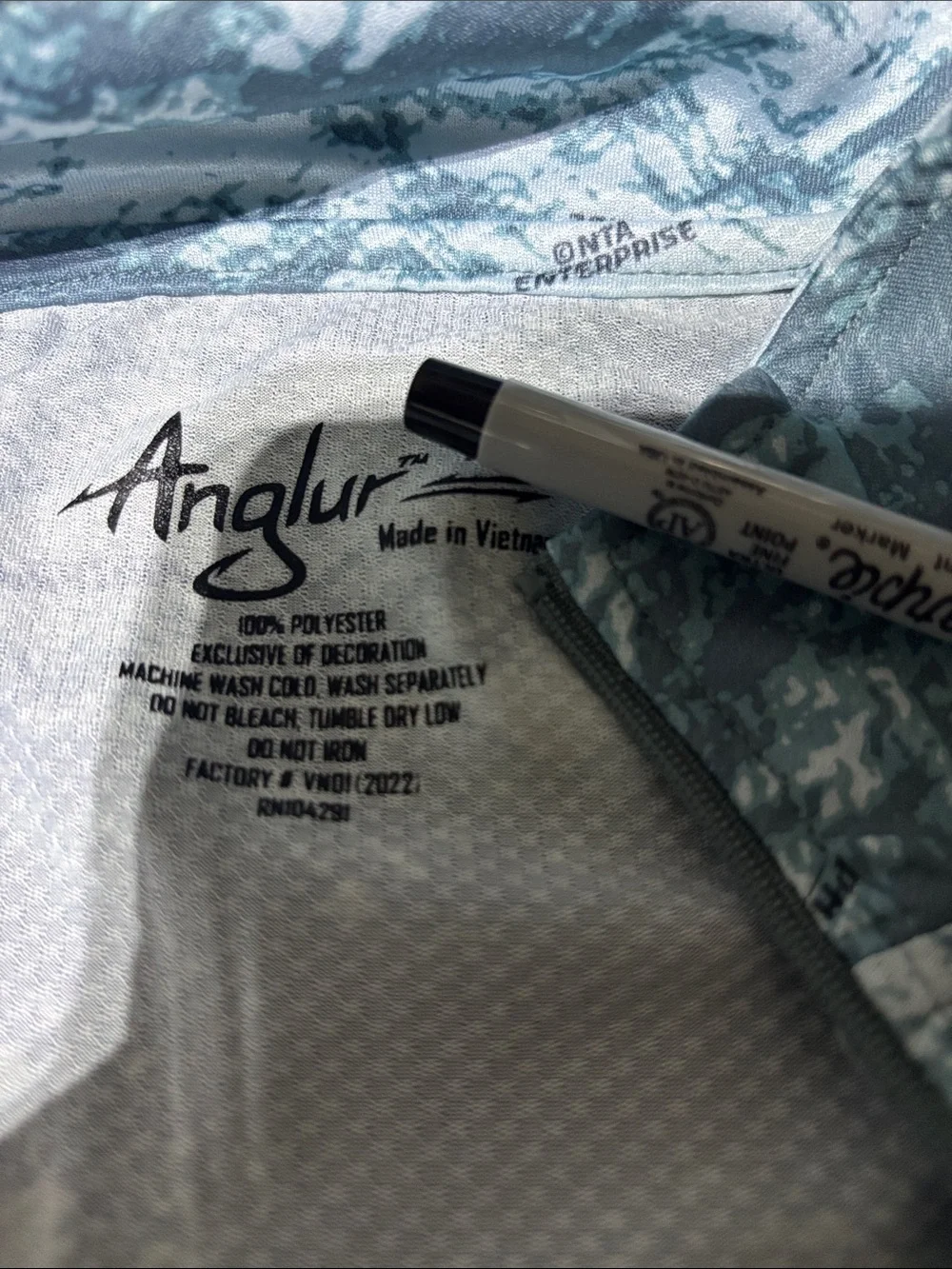 Anglur Phathom UPF treated Sun Protect,1/4 zip moisture wick,logo chest,fishing